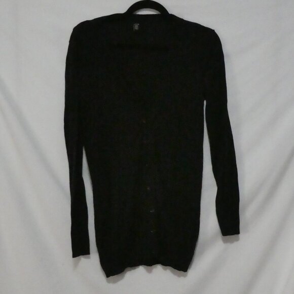 JACOB | medium | Black Knit Button-Up V-Neck Cardigan - Picture 1 of 16